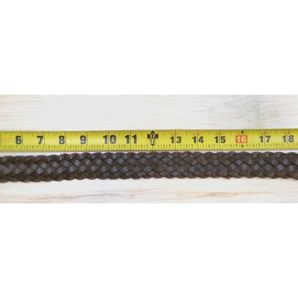 Fossil Men's Braided Leather Belt Brown Size 34 Silver Tone Buckle